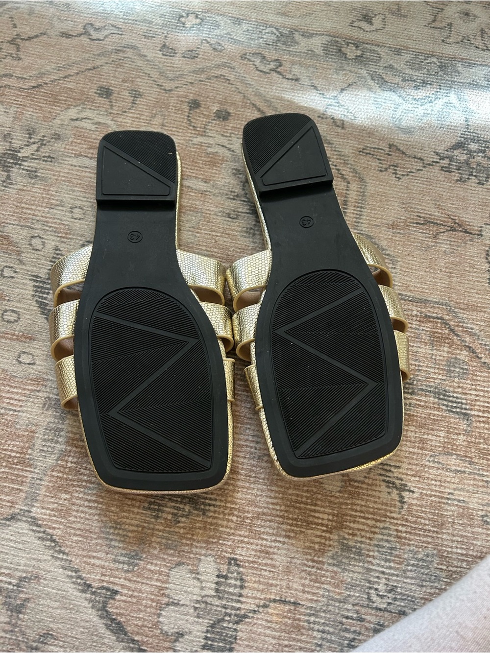 SHEIN Gold Slide Sandals with Woven Strap Detail - Picture 2 of 3